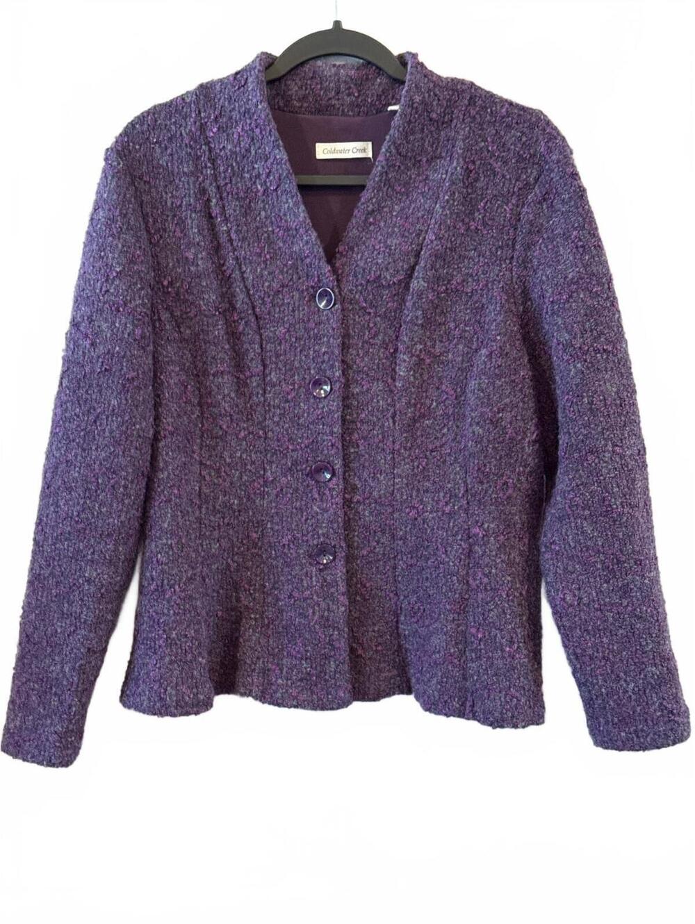 Coldwater Creek Purple Textured Button-Up Jacket Size 16